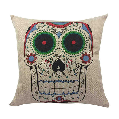 Skull Printed Cotton Sofa Decor Cushions - 101 Gear Shop