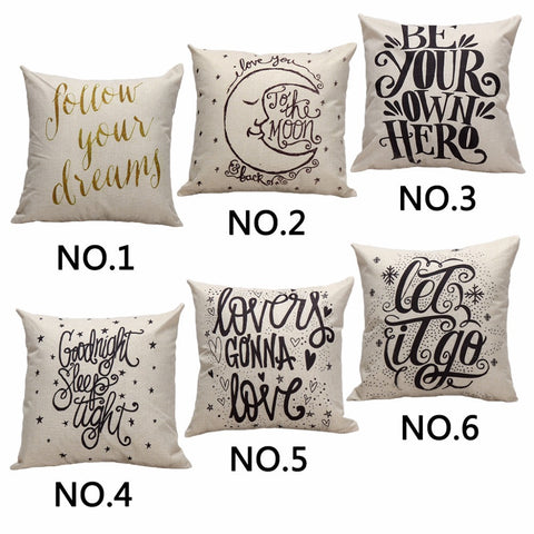 Living Bed Room Linen Throw Pillow Cases With Letters - 101 Gear Shop