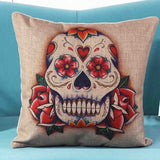 Skull Printed Cotton Sofa Decor Cushions - 101 Gear Shop