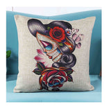 Skull Printed Cotton Sofa Decor Cushions