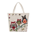 Cute Owl Printed Tote Female Canvas Handbags - 101 Gear Shop