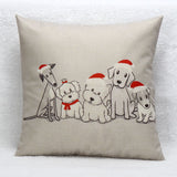 Cushion Covers Dog in Christmas Hat Pattern