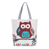 Floral And Owl Printed Canvas Tote - 101 Gear Shop