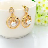 Wedding Imitation Pearl Earrings 18K Gold Plated