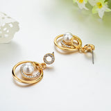 Wedding Imitation Pearl Earrings 18K Gold Plated