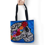 Skull Style Printed Shopping Tote Linen Bag For Food