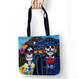 Skull Style Printed Shopping Tote Linen Bag For Food