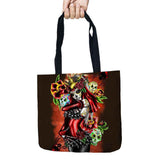 Day of Dead Storage Bags Skull Printed Shopping Tote Linen Bag For Food