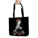 Day of Dead Storage Bags Skull Printed Shopping Tote Linen Bag For Food