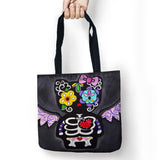 Skull Style Printed Shopping Tote Linen Bag For Food