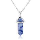 Long Chain Multicolor Natural Stone Pendant Necklace For Women