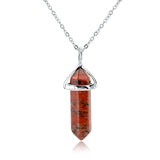 Long Chain Multicolor Natural Stone Pendant Necklace For Women