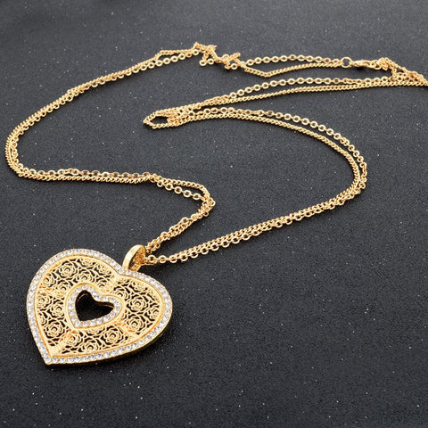 Love Brand Long Gold Chian Necklaces With Crystal Pendants