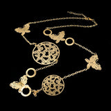 Long Statement Necklace Real Gold Silver Plated Round Flower