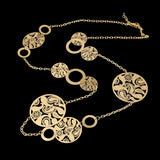 Long Statement Necklace Real Gold Silver Plated Round Flower - 101 Gear Shop