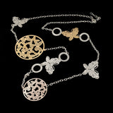 Long Statement Necklace Real Gold Silver Plated Round Flower