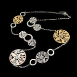 Long Statement Necklace Real Gold Silver Plated Round Flower