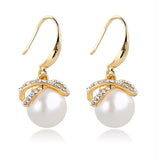 Three Times of Gold Plated Inlaid Crystal Big Imitation Pearl Earrings - 101 Gear Shop