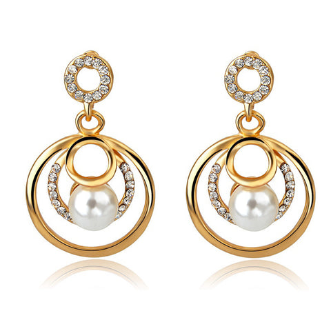 Wedding Imitation Pearl Earrings 18K Gold Plated - 101 Gear Shop