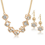 18K Gold Plated Rhinestone Necklace And Earring Set