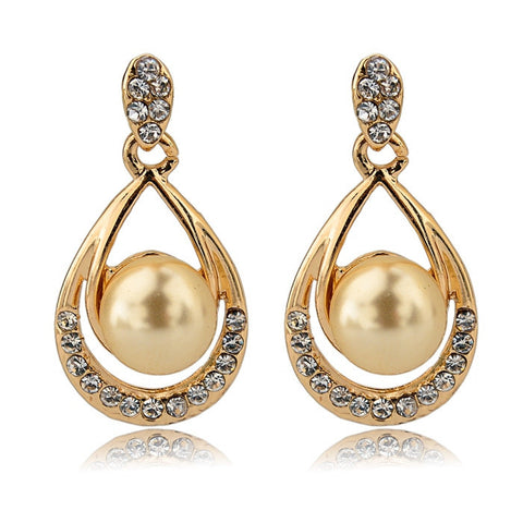 Crystal Stud Earrings For Women Imitation Pearl