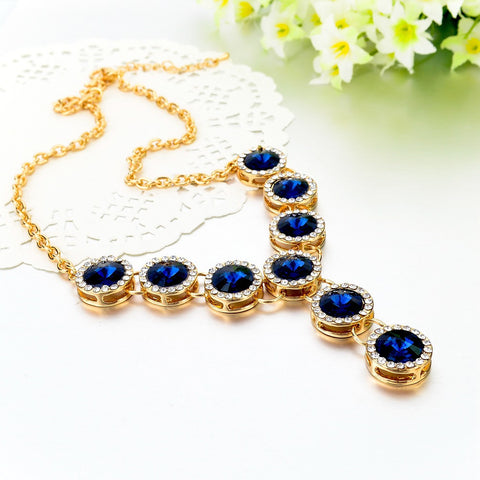 Blue Wedding Jewelry Gems Rhinestone Maxi Necklaces Pendants - 101 Gear Shop