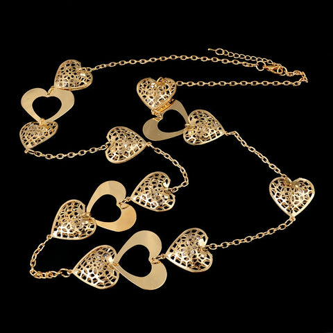 Heart Crystal 18k Gold Plated Long Chain Necklaces & Pendants