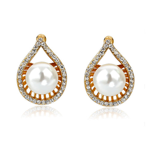 New Pearl Earrings Crystal Stud Big Earring for Wedding - 101 Gear Shop