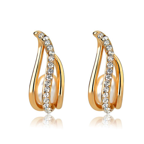 Luxury Gold Plated Stud Imitation Pearl Earrings