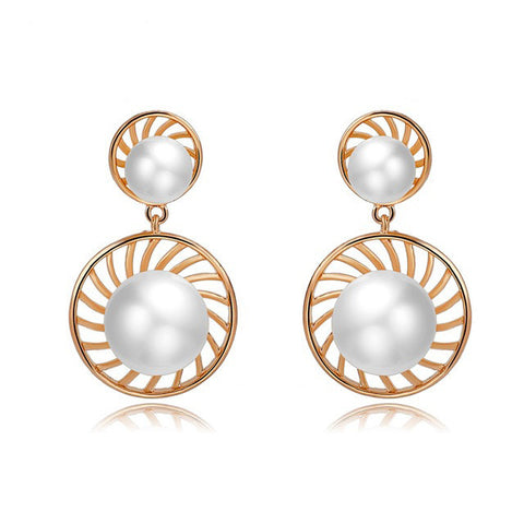 Elegant Double Simulated Pearl Drop Earring