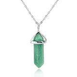 Long Chain Multicolor Natural Stone Pendant Necklace For Women
