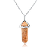 Long Chain Multicolor Natural Stone Pendant Necklace For Women