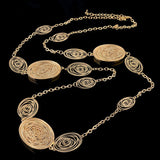 Gold Plated Round Flower Long Necklace Chain - 101 Gear Shop