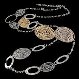 Long Statement Necklace Real Gold Silver Plated Round Flower