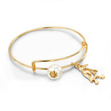 Lovely Small Gold Turtle Bangles Adjustable Expandable Wire Simulated Pearl Bracelets