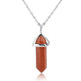 Long Chain Multicolor Natural Stone Pendant Necklace For Women