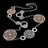 Oval Hollow Gold Silver Plated Long Necklace