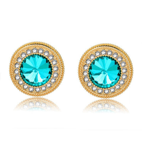 Round Blue Crystal Earrings For Women - 101 Gear Shop