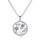 Classic 18K Gold Plated Chain Necklace With Crystal Tree Pendant Round Shape