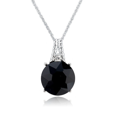 Silver Chain Necklaces & Pendants Classic Austrian Crystal Necklace For Women Black Bridal Necklace