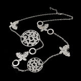 Long Statement Necklace Real Gold Silver Plated Round Flower - 101 Gear Shop