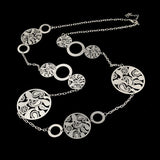 Long Statement Necklace Real Gold Silver Plated Round Flower