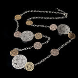 Gold Plated Round Flower Long Necklace Chain - 101 Gear Shop