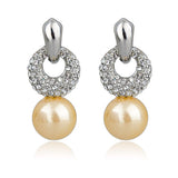 Imitation Pearl Stud Earrings For Women Full Rhinestone Earrings Gold/Silver