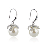 Three Times of Gold Plated Inlaid Crystal Big Imitation Pearl Earrings