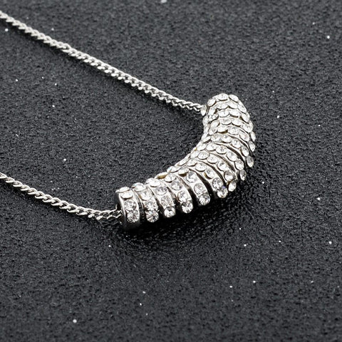 Silver Chain Collar Necklaces Pendants With Paved Micro Crystal