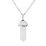 Long Chain Multicolor Natural Stone Pendant Necklace For Women