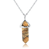 Long Chain Multicolor Natural Stone Pendant Necklace For Women