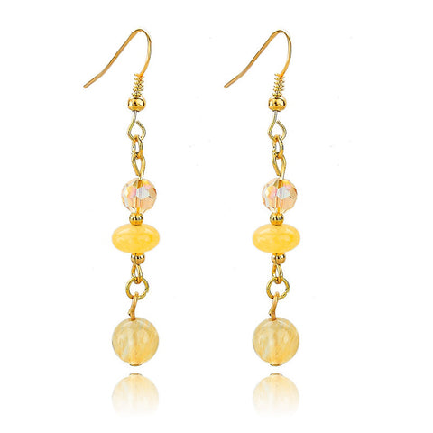 Yellow Natural Stone Drop Earrings for Women