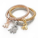 Bangles 3 Pcs Multilayer Charm Gold Bracelet Silver Chain